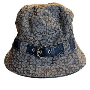EUC vintage y2k coach bucket hat, brown cc signature hat for women, Small